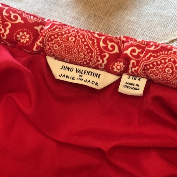 Jamie and Jack girls red white  puffer jacket mock neck quilted - Picture 4 of 7